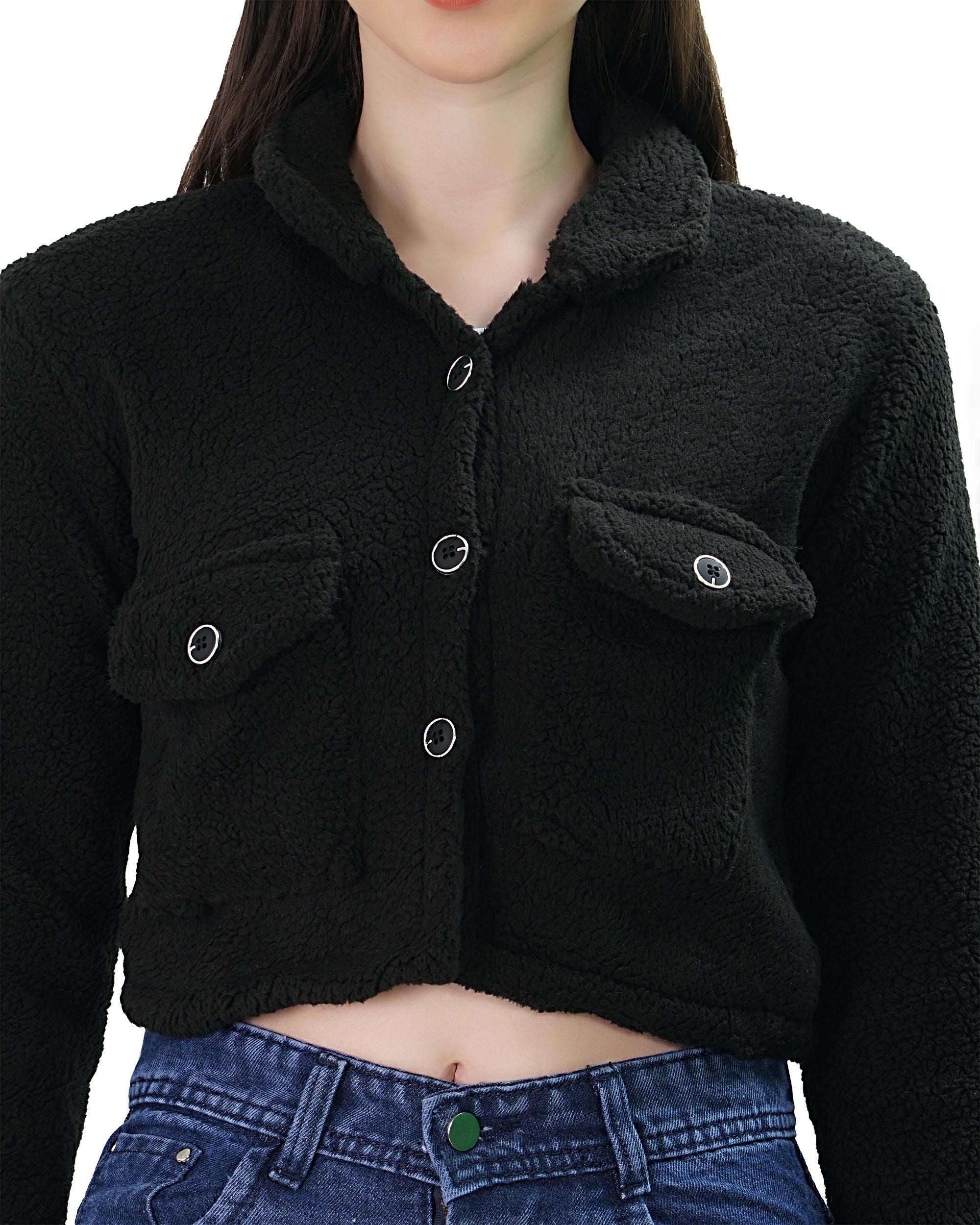 Lily Buds Wool Jacket For Women (Black)