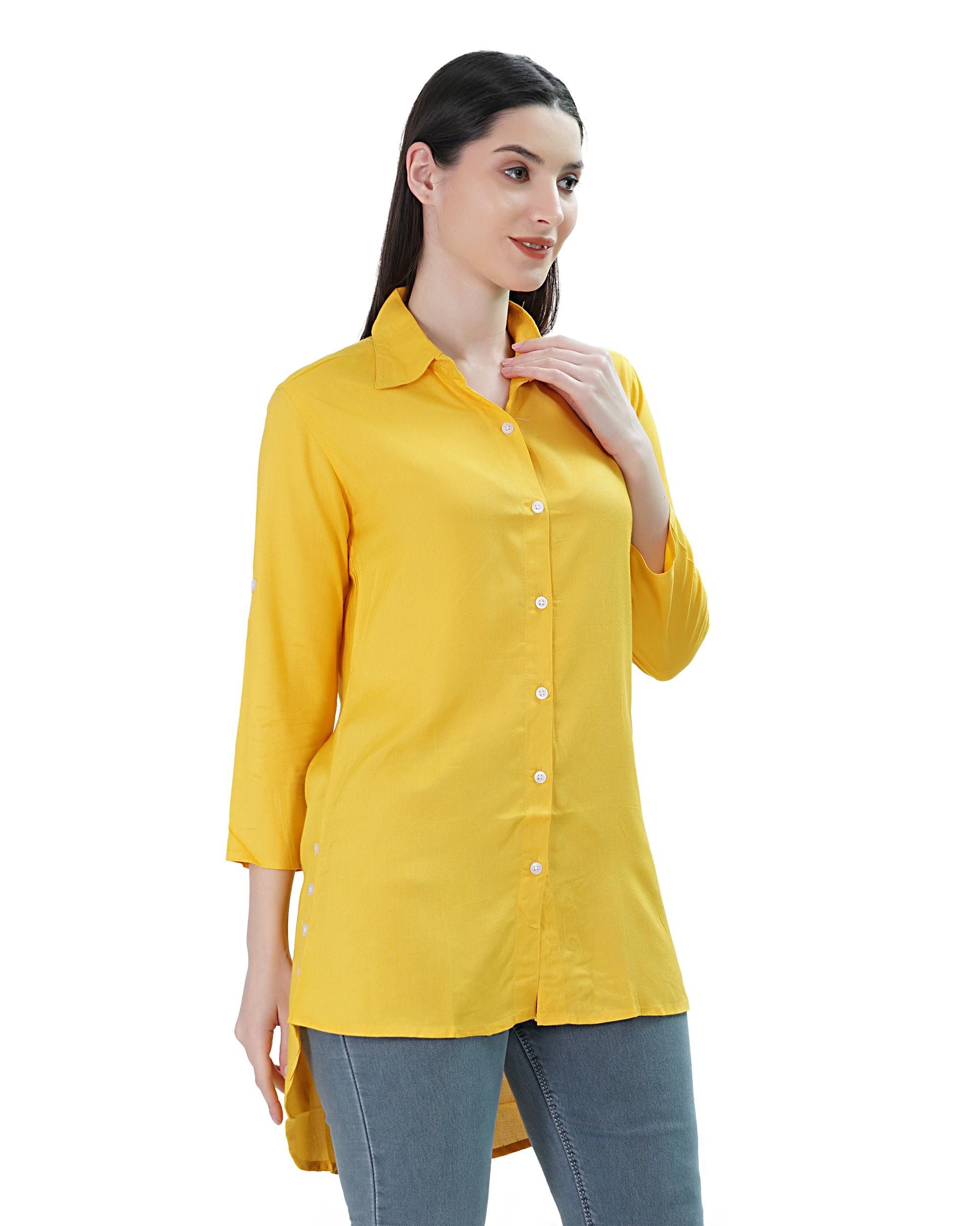 Lily Buds Womens Long Tunic Top (Yellow)