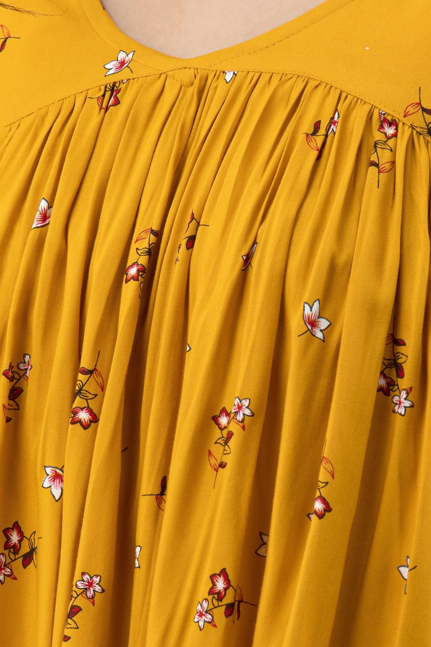 FLAMBOYANT Casual Regular Sleeves Printed Women Yellow Top