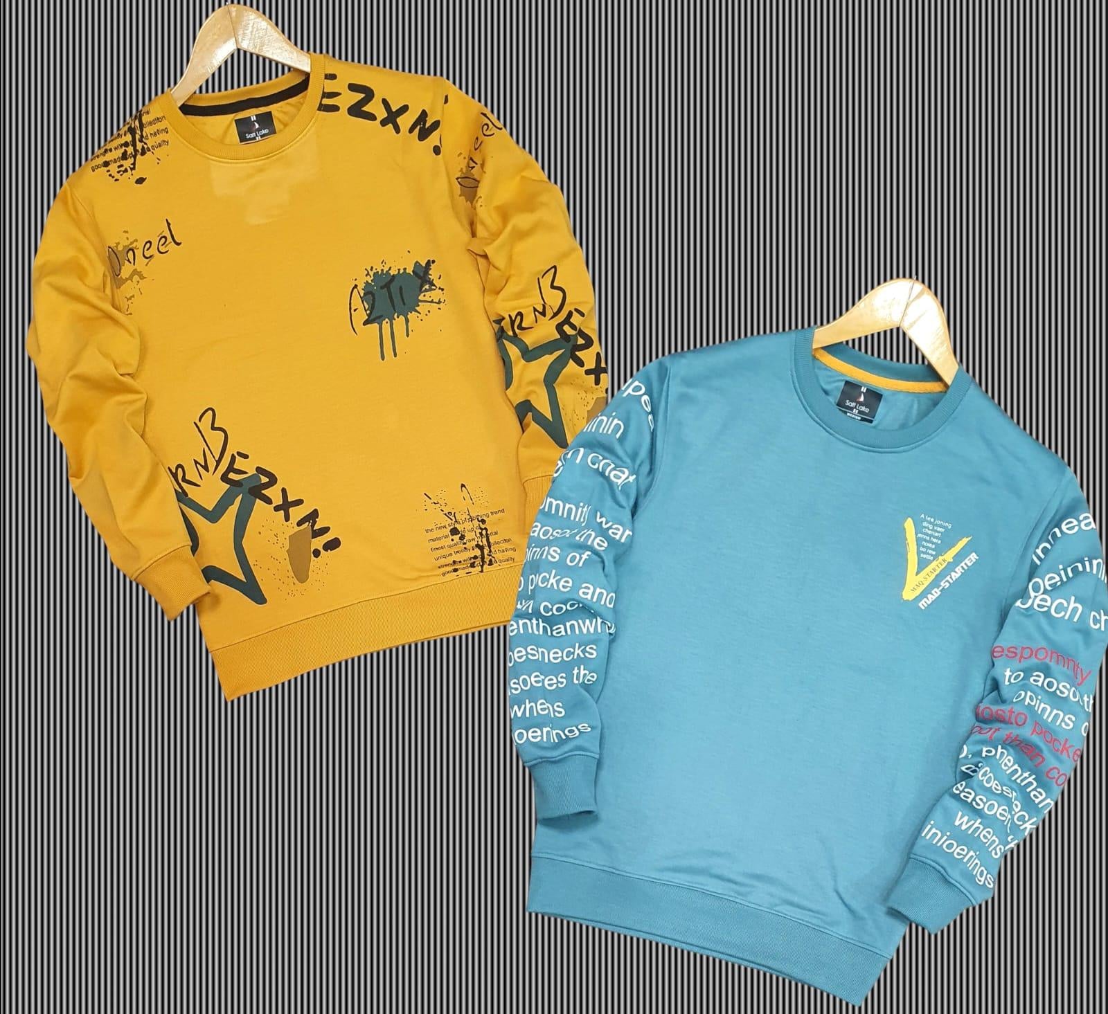 Fleece Printed Full Sleeves Mens Sweatshirt Pack Of 2