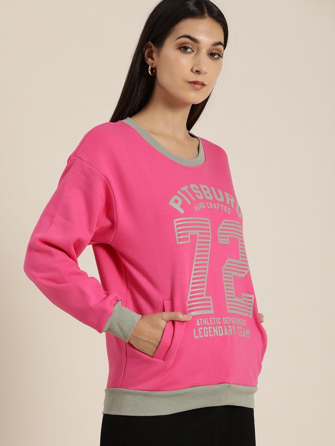 Dillinger Women's Pink Typographic Oversized Sweatshirt