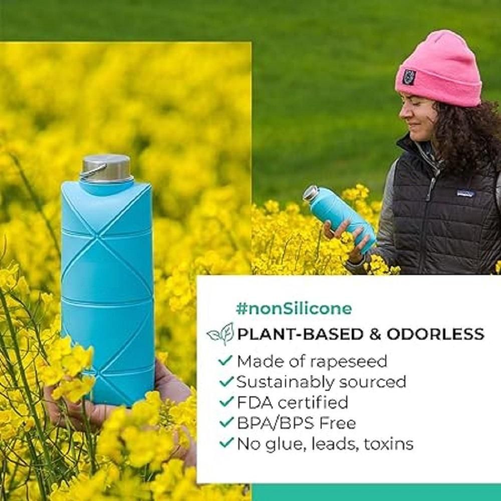 Reusable Foldable Silicone Water Bottle with Portable Buckle Silicone 700Ml